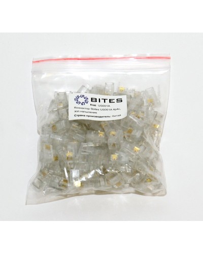 US010A (100шт). Телефонный разъем 4P4C (RJ-11). 5bites в Люберцах