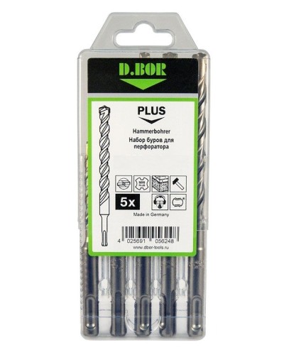 Набор буров SDS-plus V PLUS 5шт, 2-cutting (242030): Набор буров SDS-plus (6х110 мм; 6,8,10,12х160 мм) в Люберцах