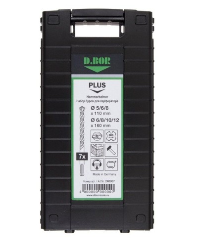Набор буров SDS-plus V PLUS 7шт, 2-cutting (240987). Набор буров SDS-plus (5,6,8х110 мм; 6,8,10,12х160 мм). D.BOR в Люберцах