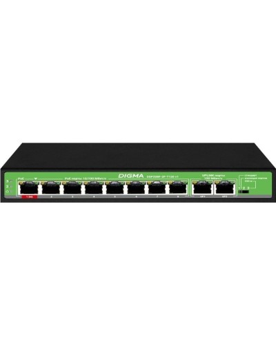 DSP208F-2F-T120 DSP208F-2F-T120 V1 (L2) 10х100Мбит/с 8PoE 8PoE+ 120W. Коммутатор с питанием по PoE. Digma в Люберцах