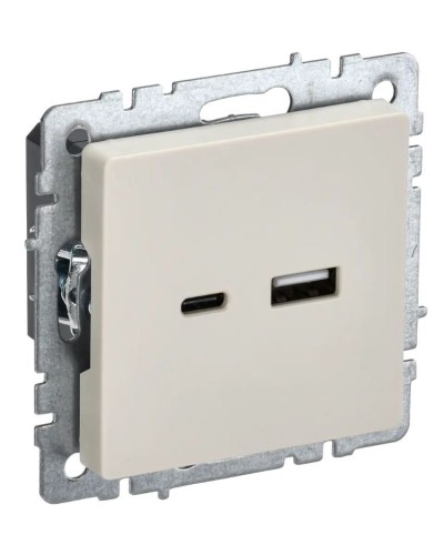 Розетка USB A+C 18Вт РЮ11-1-БрКр бежевый BRITE (BR-U22-018-K10). Розетка USB. IEK в Люберцах