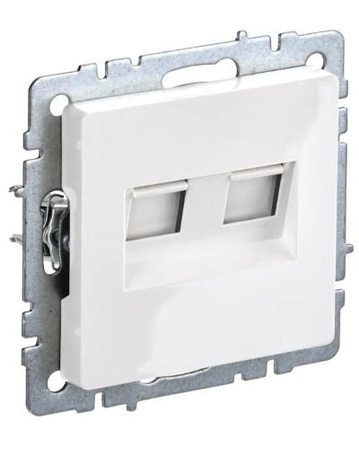 Розетка RJ11+RJ45 РК/Т12-БрБ белая BRITE (BR-KT20-O-1-K01). Розетка двойная. IEK в Люберцах