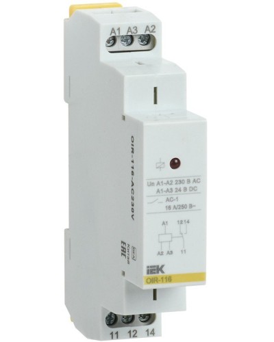 Реле промежуточное модульное OIR 1 контакт 16А 230В AC (OIR-116-AC230V). Реле промежуточное модульное. IEK в Люберцах