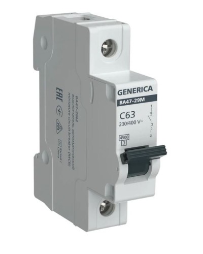 GENERICA ВА47-29М 1P C 63А 4,5кА (MVA21-1-063-C-G). Автоматический выключатель. IEK в Люберцах