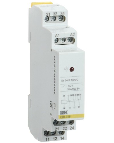 Реле промежуточное модульное OIR 3 контакта 16А 24В AC/DC (OIR-316-ACDC24V). Реле промежуточное модульное. IEK в Люберцах