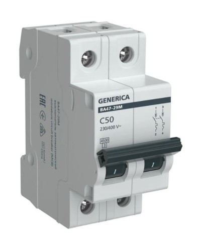 GENERICA ВА47-29М 2P C 50А 4,5кА (MVA21-2-050-C-G). Автоматический выключатель. IEK в Люберцах