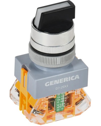 Переключатель D7-20X3 на 3 положения черный GENERICA (BSW50-20X3-3-21-3-K02-G). Переключатель. IEK в Люберцах
