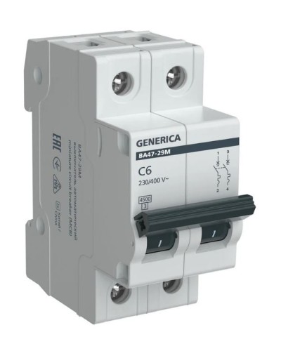 GENERICA ВА47-29М 2P C 6А 4,5кА (MVA21-2-006-C-G). Автоматический выключатель. IEK в Люберцах
