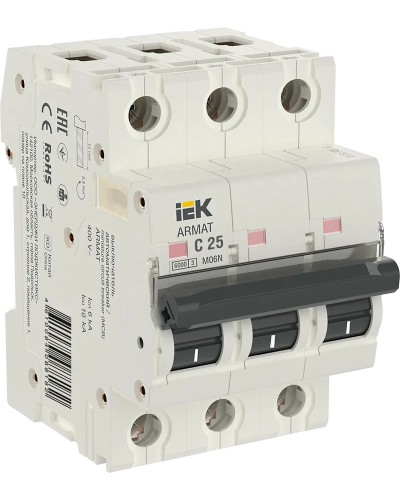M06N 3P C 25А 6кА ARMAT (AR-M06N-3-C025). Автоматический выключатель. IEK в Люберцах