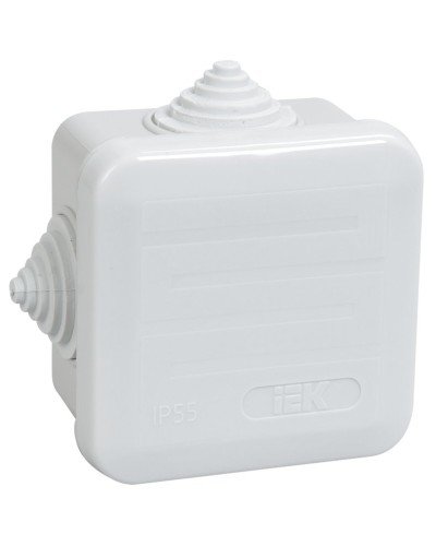 Коробка распаячная КМ41236 70х70х40 открытой проводки IP44 4 гермоввода серая (UKOZ11-070-070-040-K41-44). Коробка распаячная безгалогенная (HF) с защелкивающейся крышкой. IEK в Люберцах