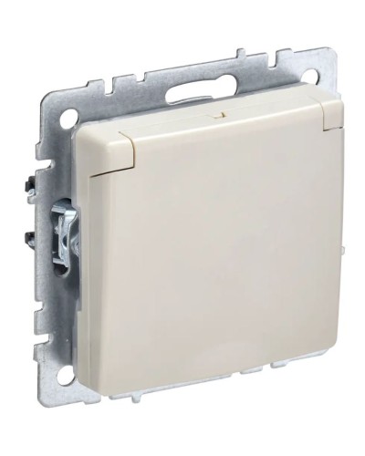 Розетка с з/к РСбш10-3-БрКр бежевый BRITE (BR-R16-16-K10). Розетка с заземлением с защитными шторками и крышкой. IEK в Люберцах