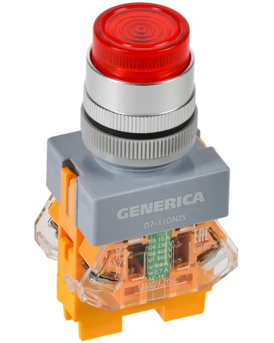 Кнопка D7-11DNZS d=22мм красная GENERICA (BBT50-11DNZS-3-11-K04-G). Кнопка управления с подсветкой и фиксацией. IEK в Люберцах