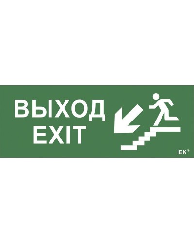 Самоклеящаяся этикетка Выход/лестница вниз/фигура для ССА (LPC10-1-35-13-VLVNF). Самоклеящаяся этикетка 240х90 мм. IEK в Люберцах