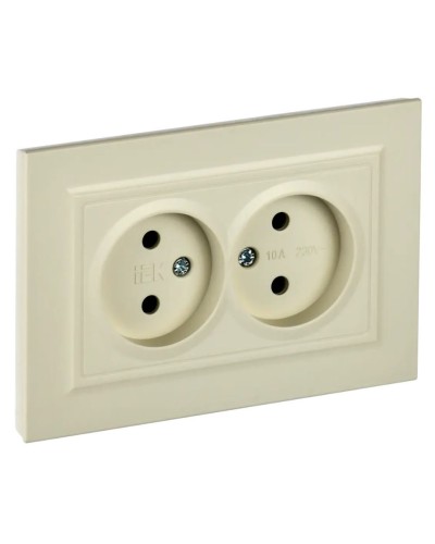 Розетка 2-местная без з/к РС12-2-БрКр бежевый BRITE (BR-R20-10-K10-F). Розетка без заземления без защитных шторок в сборе. IEK в Люберцах