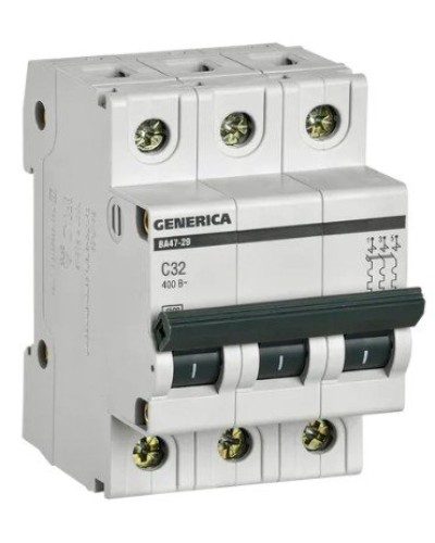 GENERICA ВА47-29 3P C 32А 4,5кА (MVA25-3-032-C). Автоматический выключатель. IEK в Люберцах