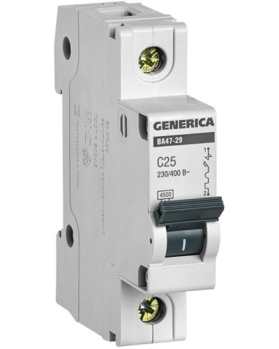 GENERICA ВА47-29 1P C 25А 4,5кА (MVA25-1-025-C). Автоматический выключатель. IEK в Люберцах