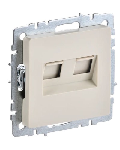 Розетка RJ11+RJ45 РК/Т12-БрКр бежевый BRITE (BR-KT20-O-1-K10). Розетка двойная. IEK в Люберцах