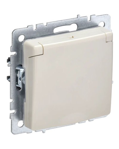 Розетка с з/к РСбш10-3-44-БрКр бежевый BRITE (BR-R16-16-44-K10). Розетка с заземлением с защитными шторками и крышкой. IEK в Люберцах