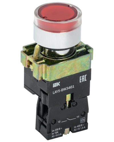Кнопка LAY5-BW3461 с подсветкой красный 1з (BBT50-BW-K04). Кнопка с подсветкой. IEK в Люберцах
