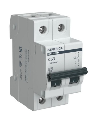 GENERICA ВА47-29М 2P C 63А 4,5кА (MVA21-2-063-C-G). Автоматический выключатель. IEK в Люберцах