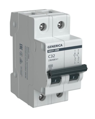 GENERICA ВА47-29М 2P C 32А 4,5кА (MVA21-2-032-C-G). Автоматический выключатель. IEK в Люберцах