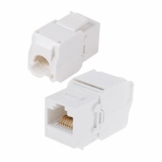 Модуль Keystone Jack RJ-45(8P8C) UTP, CAT 6, тип 180 градусов, самозажимной, белый REXANT (05-1052): Модуль Keystone Jack