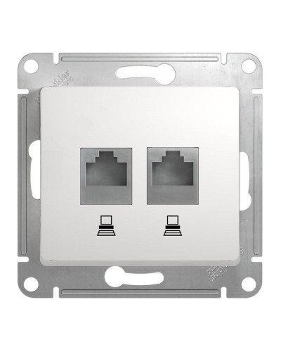 Glossa розетка RJ45+RJ45 2-местная, кат. 5Е, скрытой установки, механизм, белый (GSL000185KK). Розетка компьютерная. Systeme Electric в Люберцах