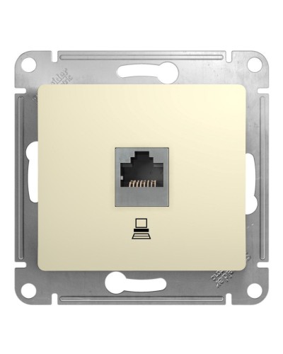 Glossa розетка RJ45 1-местная, кат. 5Е, скрытой установки, механизм, бежевый (GSL000281K). Розетка компьютерная. Systeme Electric в Люберцах