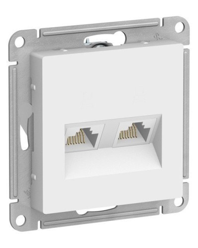 AtlasDesign розетка RJ45+RJ45, 2-местная, скрытой установки, механизм, белый (ATN000185). Розетка компьютерная. Systeme Electric в Люберцах