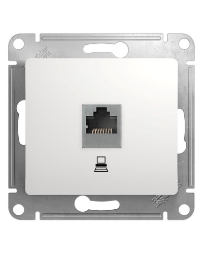 Glossa розетка RJ45 1-местная, кат. 5Е, скрытой установки, механизм, белый (GSL000181K). Розетка компьютерная. Systeme Electric в Люберцах
