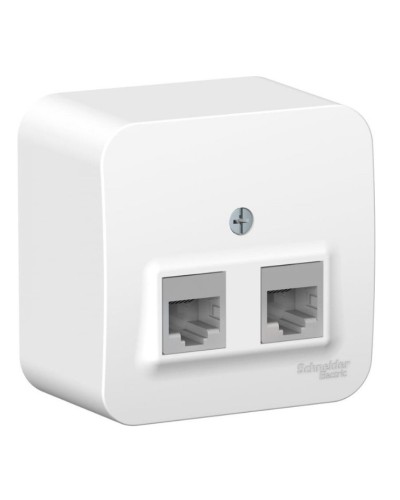 BLANCA розетка RJ45 2-местная, кат. 5Е, открытой установки, белый (BLNIA045451). Розетка компьютерная с изолированной пластиной. Systeme Electric в Люберцах