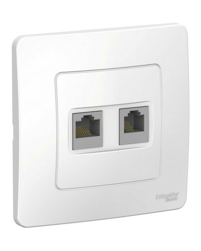 BLANCA розетка RJ45+RJ11 2-местная, кат. 5Е, скрытой установки, белый (BLNIS045111). Розетка компьютерная + телефонная. Systeme Electric в Люберцах