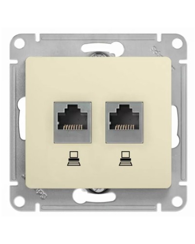 Glossa розетка RJ11+RJ45, 2-местная, кат. 5Е, скрытой установки, механизм, бежевый (GSL000285). Розетка компьютерная + телефонная. Systeme Electric в Люберцах