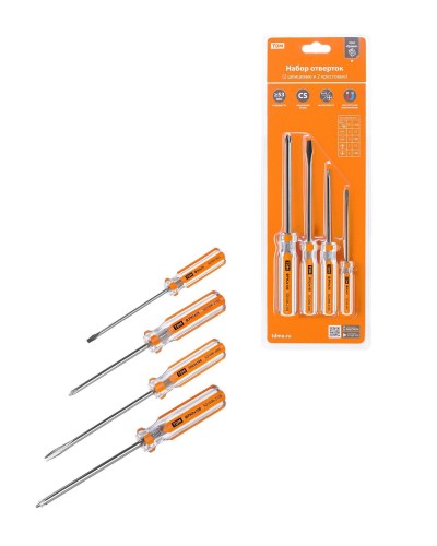 Набор отверток 4шт.: SL3x75, SL5х100, PH1х75, PH2х100, блистер, CS Гранит TDM (SQ1013-0101). Набор отверток. TDM ЕLECTRIC в Люберцах