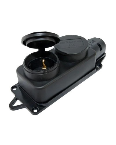 Розетка двухместная 2Р+РЕ 16А 250В IP44 (SQ0612-0010). Розетка двухместная с заглушками каучук. TDM ЕLECTRIC в Люберцах