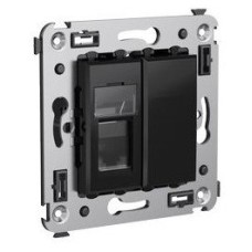 Розетка RJ-45 в стену Avanti одинарная черный квадрат (4402463). Розетка компьютерная. ДКС
