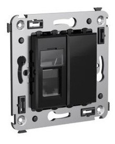 Розетка RJ-45 в стену Avanti одинарная черный квадрат (4402463). Розетка компьютерная. ДКС в Люберцах
