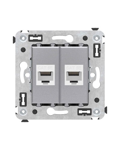 Розетка RJ-45 в стену, кат.5E, Avanti, двойная, закаленная сталь (4404664). Розетка компьютерная. ДКС в Люберцах
