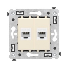 Розетка RJ-45 в стену, кат.5E, Avanti, двойная, ванильная дымка (4405664). Розетка компьютерная. ДКС