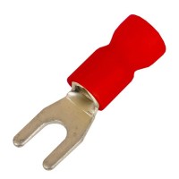 Наконечник вилочный НВИ 0,25-1,5 М4 (D4,3мм) (100 шт) (2A14P-EE-PVC). Наконечник вилочный с изолированным фланцем ПВХ. ДКС