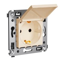 Розетка с крышкой в стену, 2P+E Avanti ванильная дымка (4405013). Розетка с крышкой. ДКС