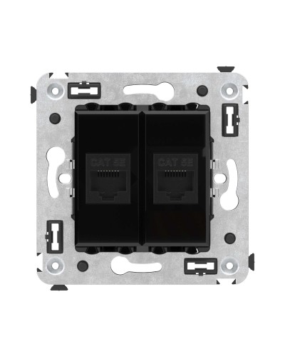 Розетка RJ-45 в стену, кат.5E, Avanti, двойная, черный квадрат (4402664). Розетка компьютерная. ДКС в Люберцах