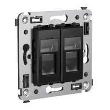 Розетка RJ-45 в стену Avanti двойная черный квадрат (4402294). Розетка компьютерная. ДКС
