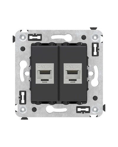 Розетка RJ-45 в стену, кат.6E, Avanti, двойная, черная матовая (4412764). Розетка компьютерная. ДКС в Люберцах