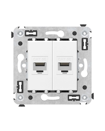 Розетка RJ-45 в стену, кат.5E, Avanti, двойная, белое облако (4400664). Розетка компьютерная. ДКС в Люберцах