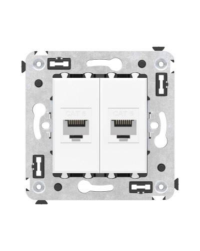 Розетка RJ-45 в стену, кат.6E, Avanti, двойная, белое облако (4400694). Розетка компьютерная. ДКС в Люберцах