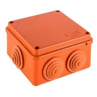Коробка JBS100 100х100х55, 6 вых., 12P (1,5-6мм²) (43507HF). Коробка монтажная, огнестойкая, без галогена. Экопласт