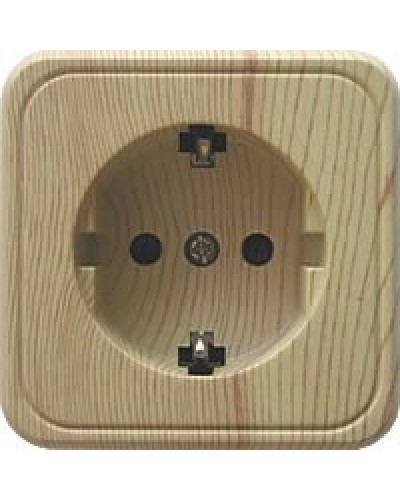 Розетка одинарная открытой установки с з/к, сосна, LK Standard (813225). Розетка с заземляющими контактами и защитными шторками. Экопласт в Люберцах