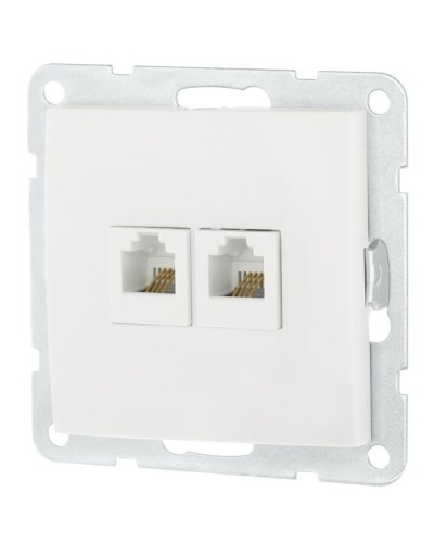 Розетка телефонная двойная 2xRJ-12 с накладкой, белый LK60 (865604-1). Розетка телефонная. Экопласт в Люберцах
