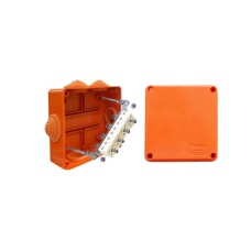 Коробка JBS100 100х100х55, 6 вых., 3P (1,5…10мм²) (43307HF): Коробка монтажная, огнестойкая, без галогена